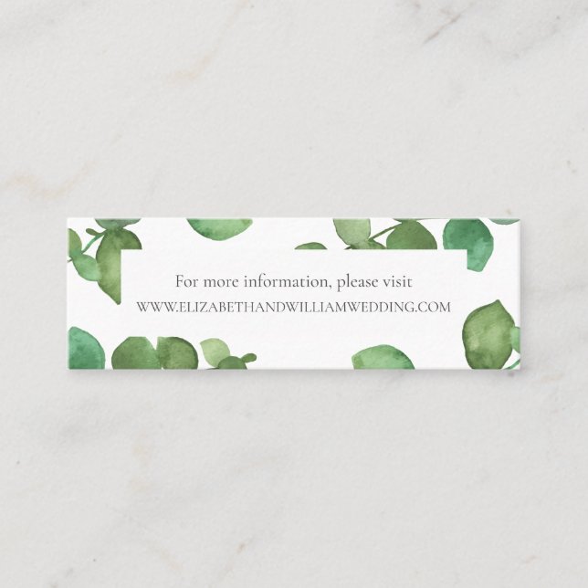 Eukalyptus Boho Greenerity Wedding Website Cards Telefonnummerkarte (Vorderseite)