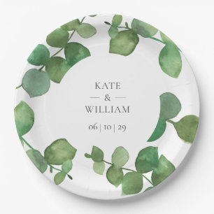 Eukalyptus Boho Greenery Floral Wedding Pappteller