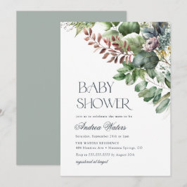 Eukalyptus Botanical Baby Dusche Einladung