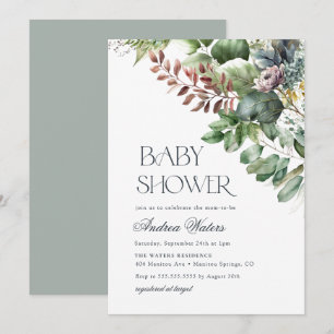 Eukalyptus Botanical Baby Dusche Einladung