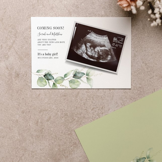 Eukalyptus Botanical Baby Scan Ankündigung (Von Creator hochgeladen)