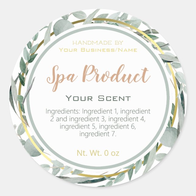 Eukalyptus Botanical Foliage Wellness-Center Runder Aufkleber (Vorderseite)