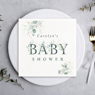 Eukalyptus Botanical Green Letter Baby Dusche Serviette