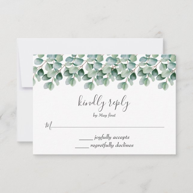 Eukalyptus Botanical Greenerenerity Wedding RSVP Karte (Vorderseite)
