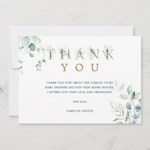 Eukalyptus Botanical Letter Baby Dusche Dankeskarte