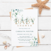 Eukalyptus Botanical Letter Gold Baby Dusche