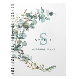 Eukalyptus Botanical Monogram Wedding Notebook Notizblock