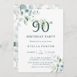 Eukalyptus Botanical Number 90th Birthday Party Einladung<br><div class="desc">Diese 90. Geburtstagsfeier lädt mit gemalten Aquarelleukalyptus und grünen Blätter mit botanisch grünen Zahlen zum Verweilen ein.</div>