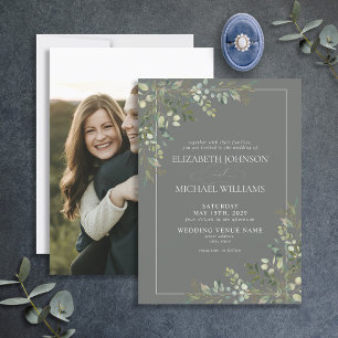 Eukalyptus Botanical Sage Green Foto Hochzeit Einladung