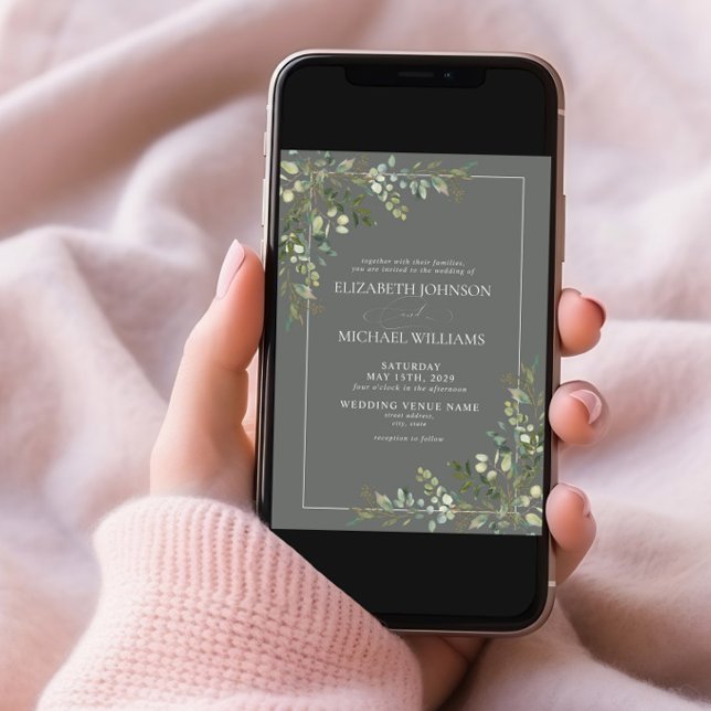 Eukalyptus Botanical Sage Green Foto Hochzeit Einladung (Von Creator hochgeladen)