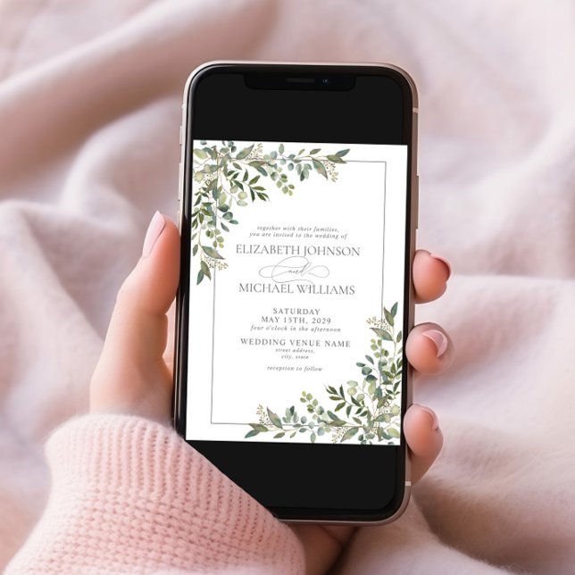 Eukalyptus Botanical Sage Green Script Wedding Einladung (Von Creator hochgeladen)