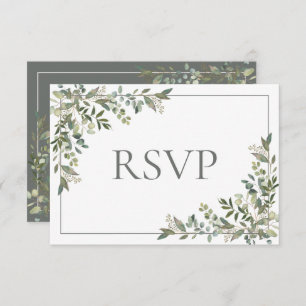 Eukalyptus Botanical Sage Green Script Wedding RSV RSVP Karte