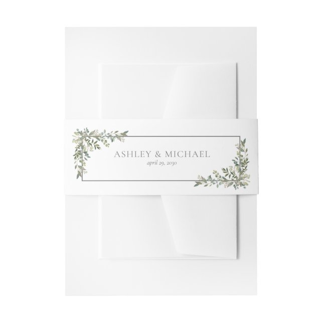 Eukalyptus Botanical Sage Green Watercolor Wedding Einladungsbanderole (Vorderseite Beispiel)