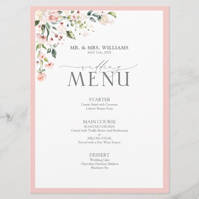 Eukalyptus Botanical Sage Green Wedding Menu Menükarte (Vorderseite)