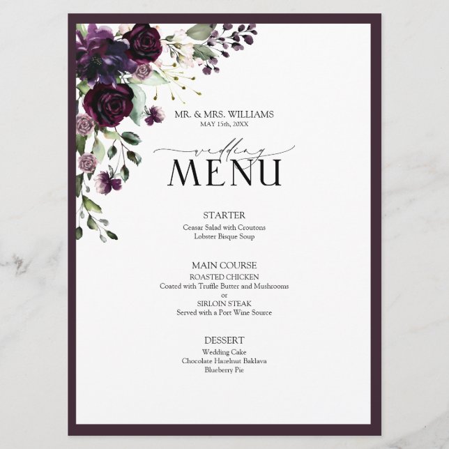 Eukalyptus Botanical Sage Green Wedding Menu Menükarte (Vorderseite)