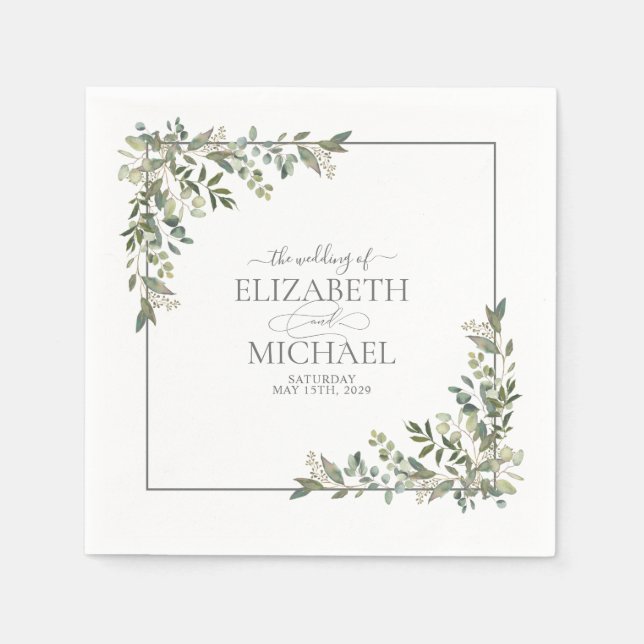 Eukalyptus Botanical Sage Green Wedkins Serviette (Vorderseite)