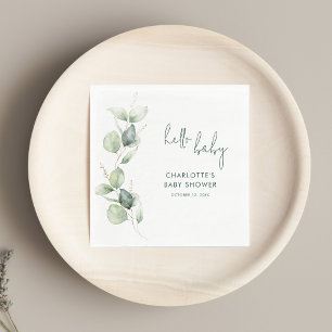 Eukalyptus Botanical Script Baby Shooting Paper Serviette