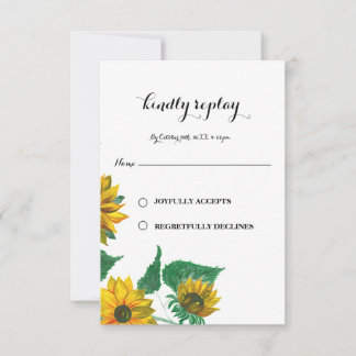 Eukalyptus botanical Sunflower RSVP Karte