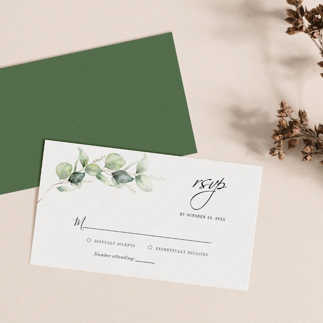 Eukalyptus Botanical Wedding RSVP Card Mitteilungskarte (Von Creator hochgeladen)