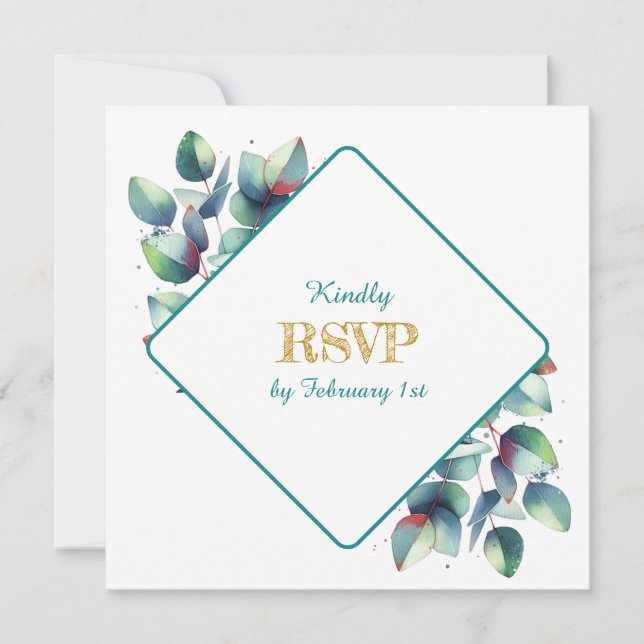 Eukalyptus Botanical Wedding RSVP Einladung (Vorderseite)