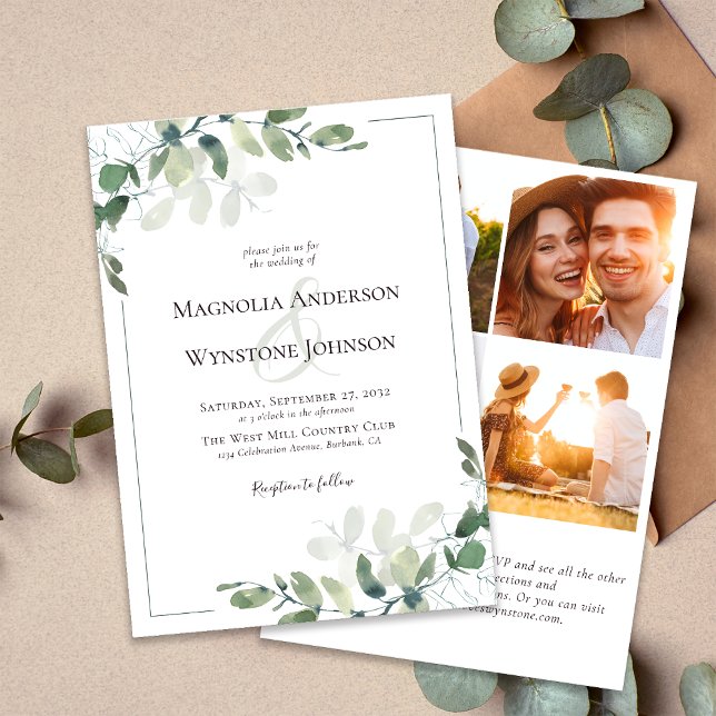 Eukalyptus Botanicals QR Code Foto Hochzeit Einladung (Von Creator hochgeladen)