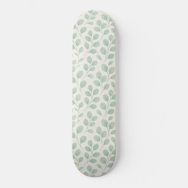 Eukalyptus-Botanikmuster Skateboard (Vorderseite)