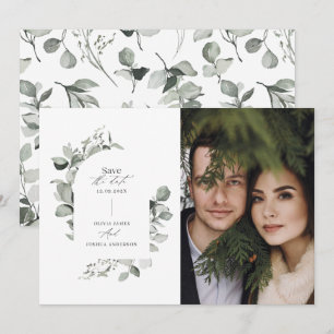 Eukalyptus botanisch elegante Foto einfache Hochze Save The Date
