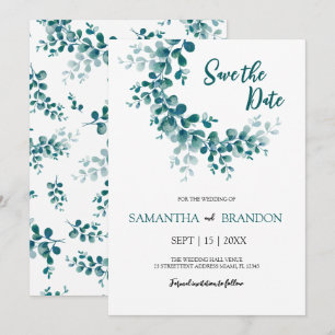 Eukalyptus botanisch rustikale Grüntöne minimalist Save The Date