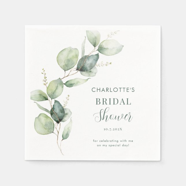 Eukalyptus Botanische Brautparty Papier Serviette (Vorderseite)