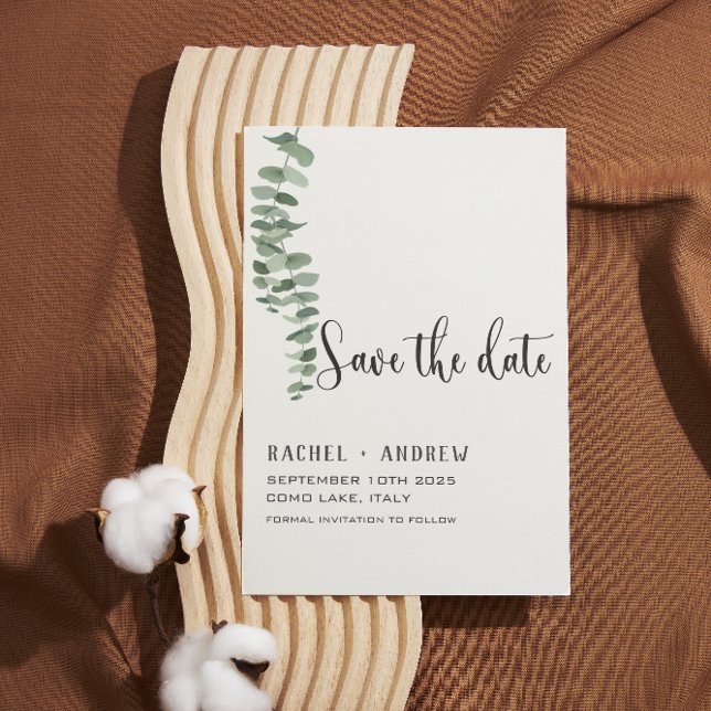 Eukalyptus botanische Hochzeit elegant modern Save The Date (Von Creator hochgeladen)