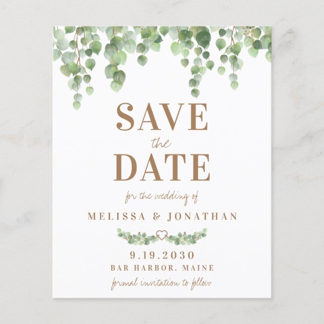 Eukalyptus-Botanische Hochzeit rettet das Datum (Vorderseite)