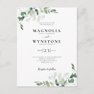 Eukalyptus-Botanische-Hochzeitseinladung Postkarte