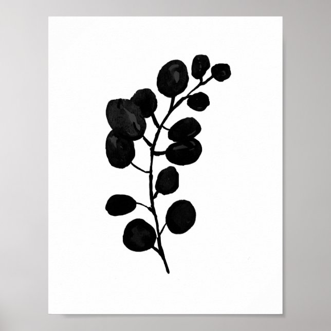 Eukalyptus Botanische Pflanze Aquarellmalerei Poster (Vorne)