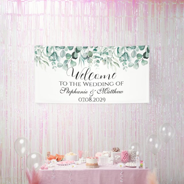 Eukalyptus Botanische Rustikale Hochzeit Banner (Party)