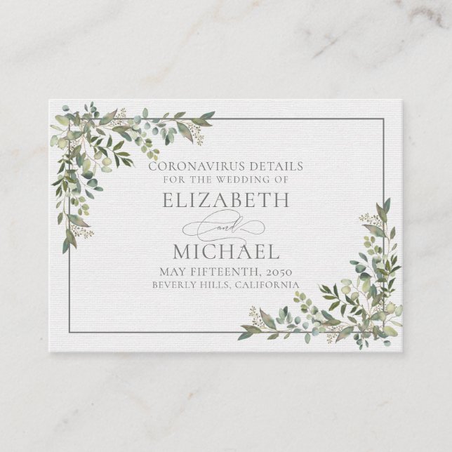 Eukalyptus Botanische Sage Green Coronavirus Detai Begleitkarte (Vorderseite)