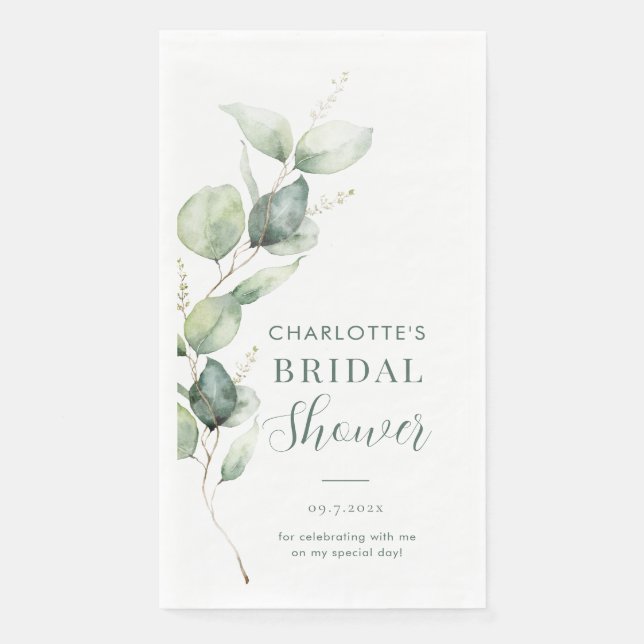 Eukalyptus Botanische Schrift Junggesellinnenabsch Serviette (Vorderseite)
