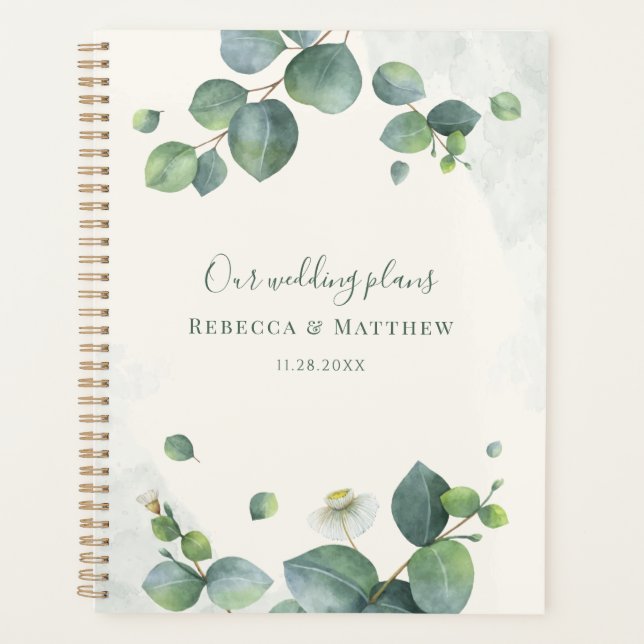 Eukalyptus Botanische Script Greenery Wedding Planer (Vorderseite)
