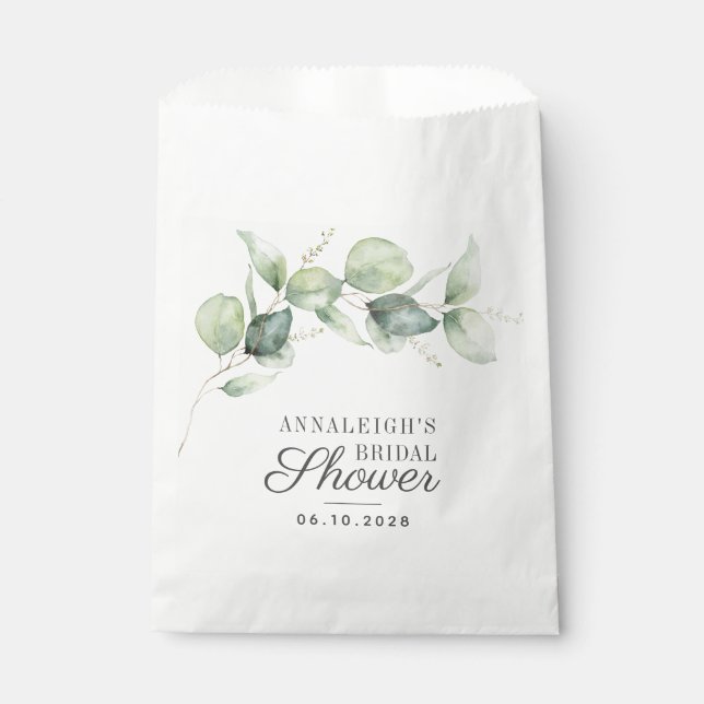 Eukalyptus Botanische Vegetation Script-Brautparty Geschenktütchen (Vorderseite)