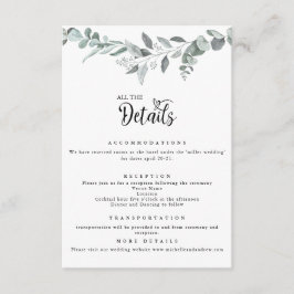 Eukalyptus botanischer | Angaben zur Hochzeit Begleitkarte