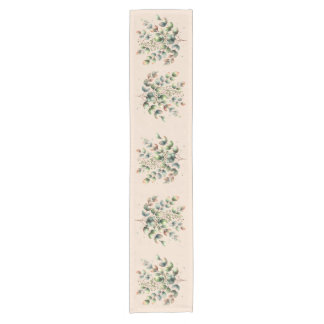 Eukalyptus botanischer Aquarellcreme Kurzer Tischläufer