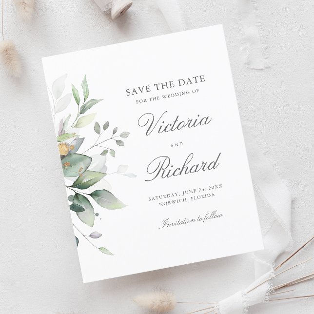 Eukalyptus botanischer Goldgrün Save the Date (Von Creator hochgeladen)