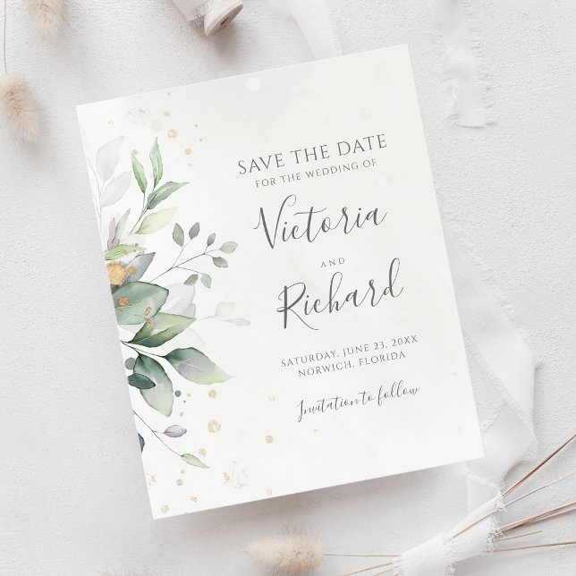 Eukalyptus botanischer Goldgrün Save the Date (Von Creator hochgeladen)