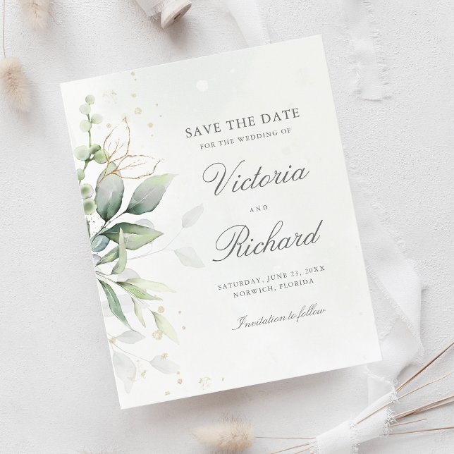 Eukalyptus botanischer Goldgrün Save the Date (Von Creator hochgeladen)
