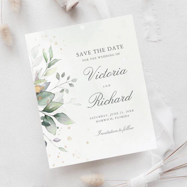 Eukalyptus botanischer Goldgrün Save the Date (Von Creator hochgeladen)