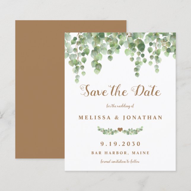 Eukalyptus Botanischer Haushalt Hochzeit speichern (Vorne/Hinten)
