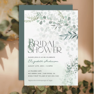 Eukalyptus Botanisches Brautparty QR-Code Einladung