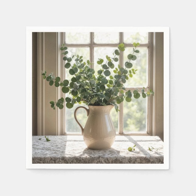 Eukalyptus Bouquet auf Tablette Serviette (Vorderseite)