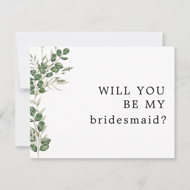 Eukalyptus Bouquet wird meine Bridesmaid-Karte sei Save The Date (Vorderseite)