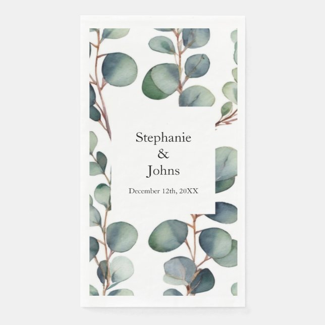 Eukalyptus Branches Dusty Blue Greenerity Wedding Serviette (Vorderseite)