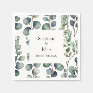 Eukalyptus Branches Green Dusty Blue Künstlerisch Serviette